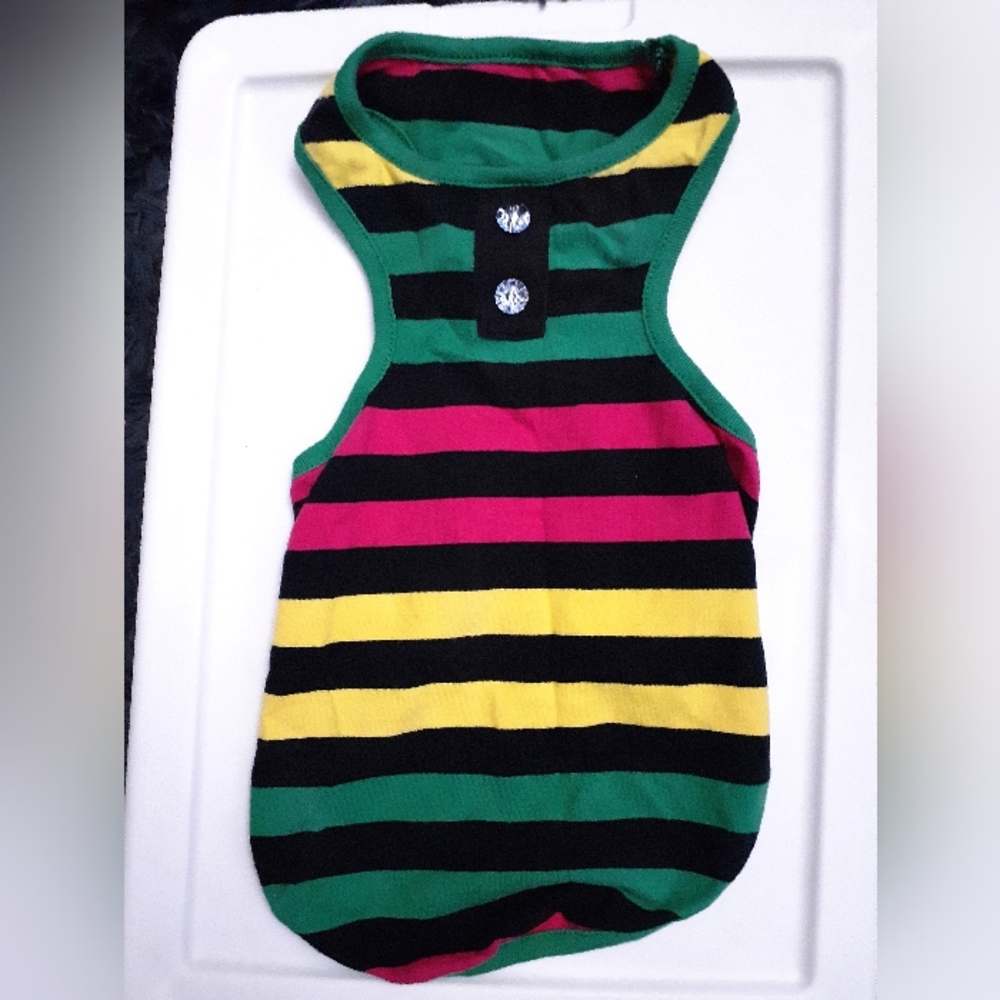 Multi colored striped pet sz xl dog shirt spring summer tank top small dog